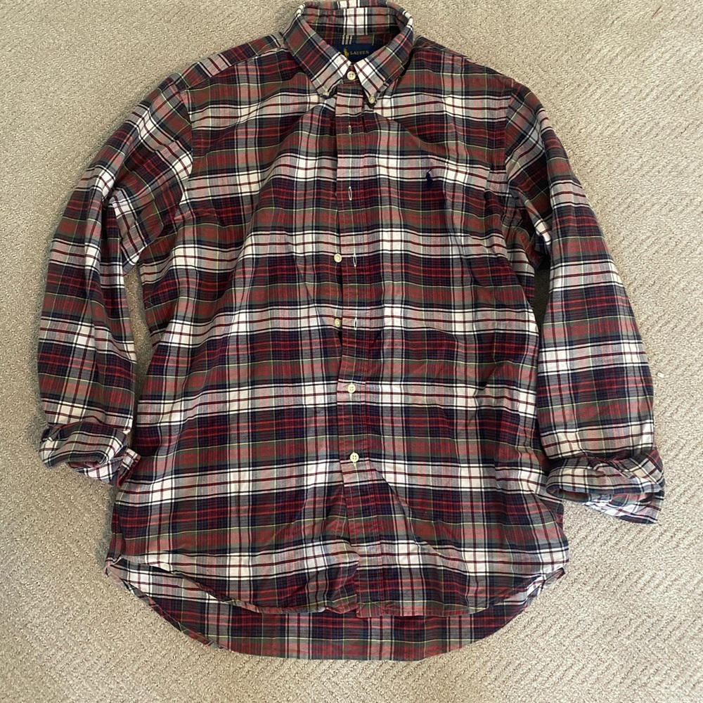 Ralph Lauren Red and Green Casual Button Down Shirt